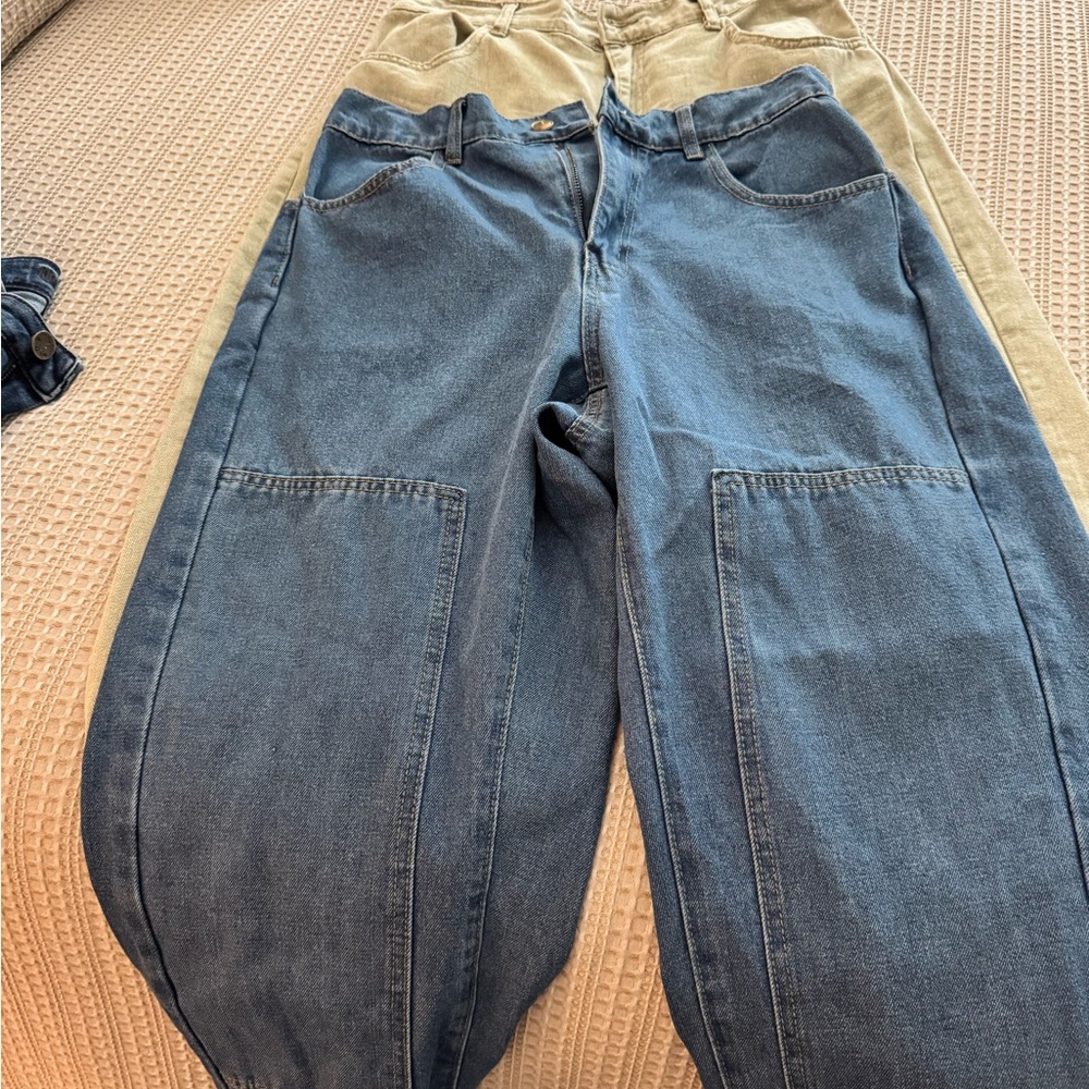 SHEIN Blue Wide Leg Flare Jeans